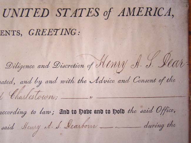 An important WAR OF 1812 appointment signed  by President James Madison (and James Monroe) naming Henry A.S. Dearborn, son of the famous Henry Dearborn of Revolutionary War fame, as Collector of Customs for the Ports of Boston and Charlestown. — image 3